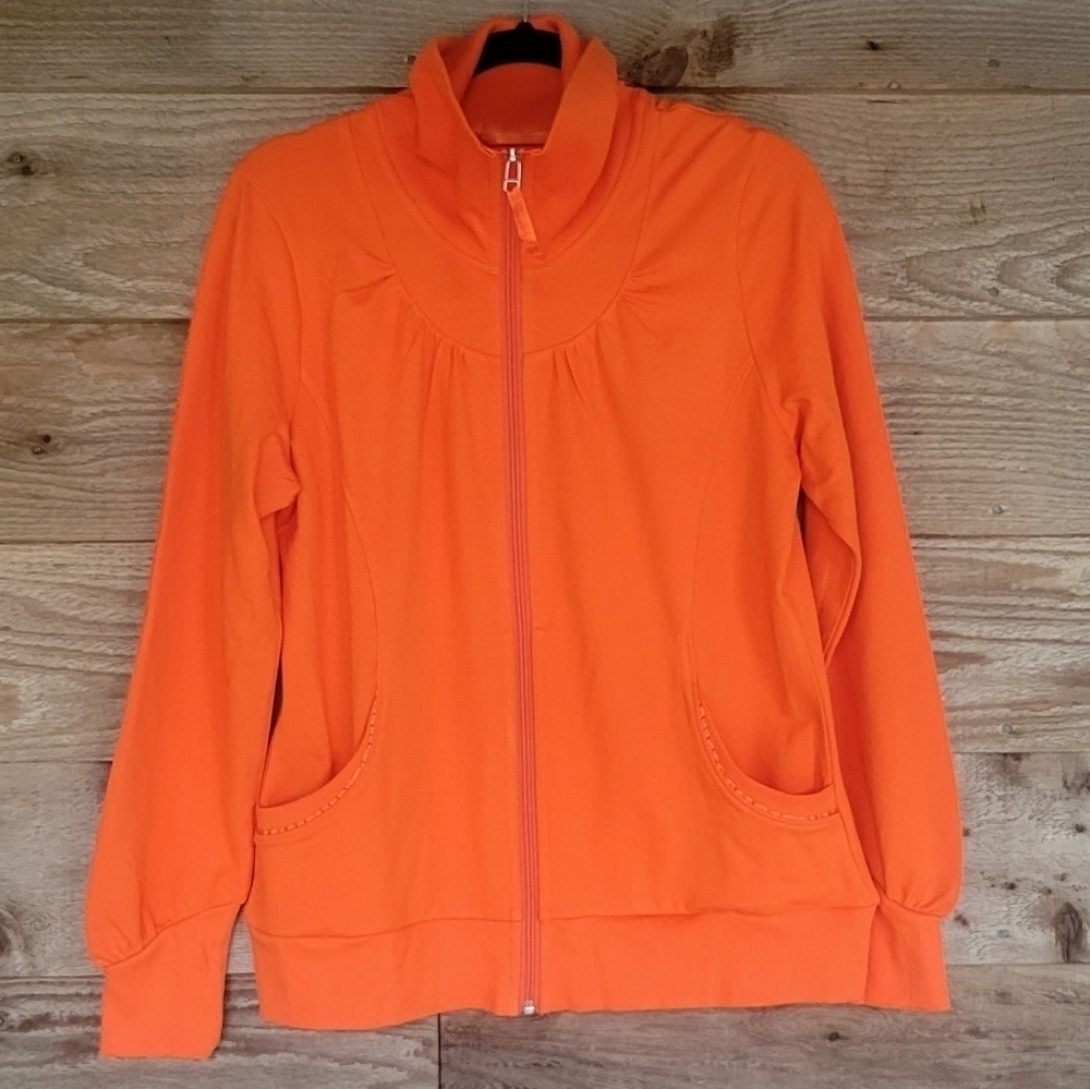 CUTTER & BUCK Orange Full Zip Up Lightweight Jacket Size Large